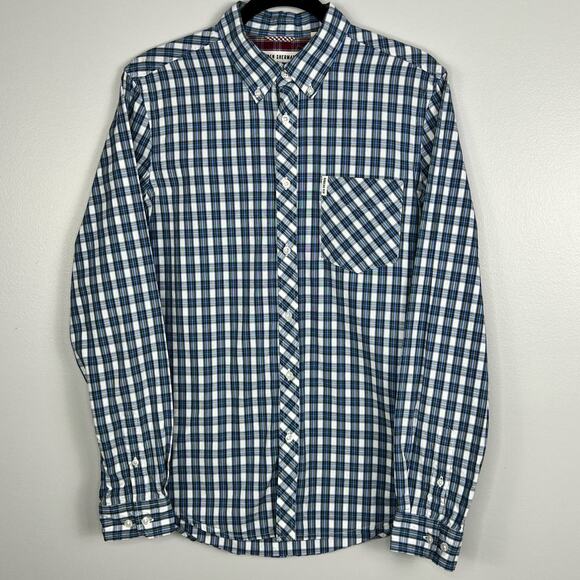 Ben Sherman Blue and White Checkered Dress Shirt - Picture 14 of 15